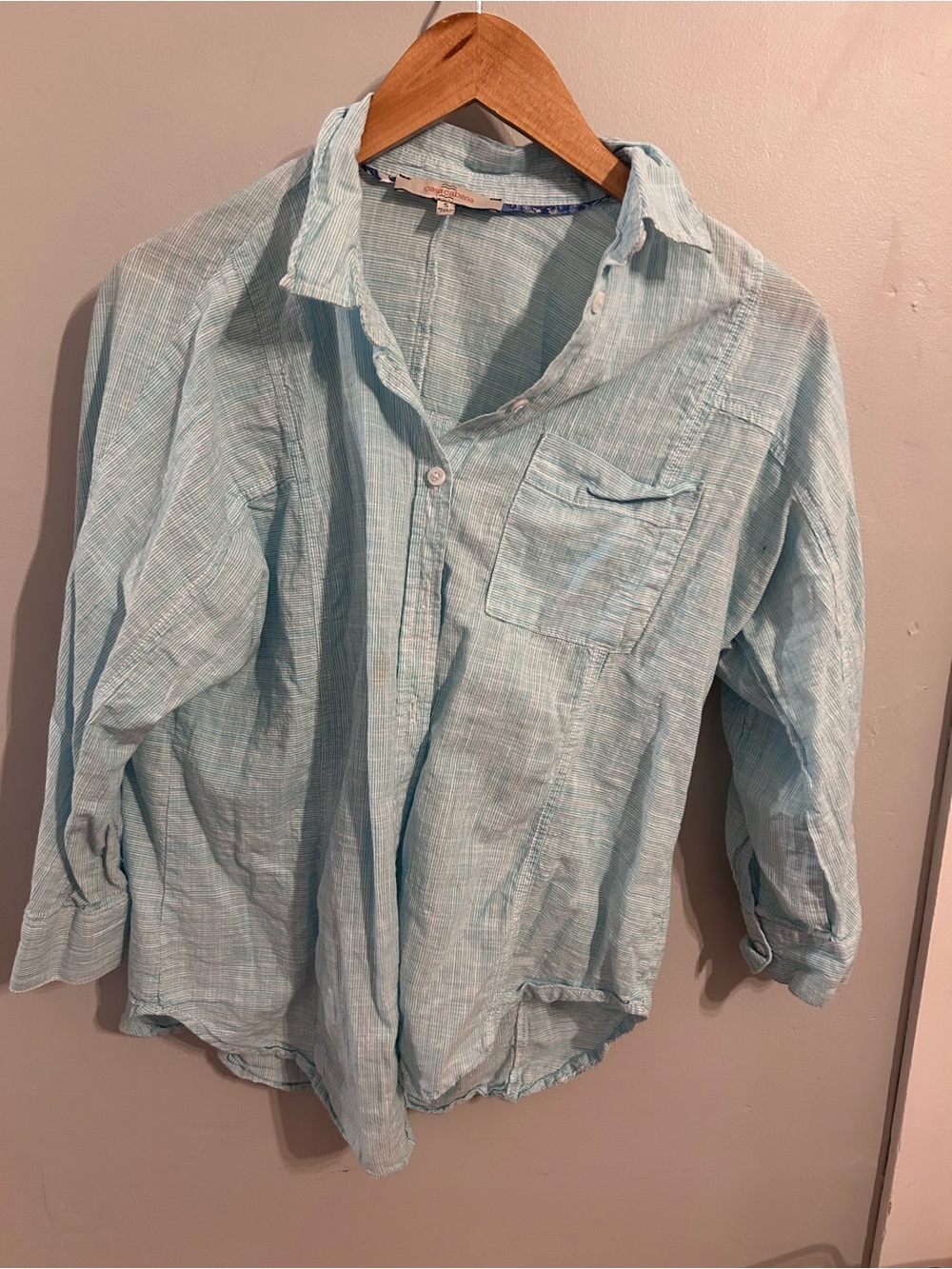 Light Blue Women's Button-Down Linen Shirt